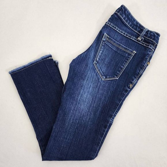 2.1 Denim Skinny Distressed Dark Washed Blue Jeans Women's Size 24 - Picture 1 of 9
